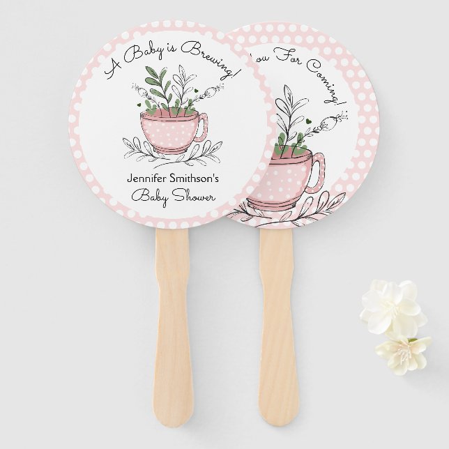 Éventail Tea Cup Tea Party Baby shower Merci (Devant et derrière)