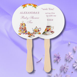 Éventail Tea Party rose Floral Ventilateur Baby shower main