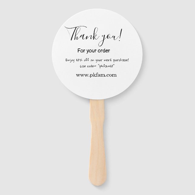 Éventail Thank you for purchase pink family business detail (Devant)