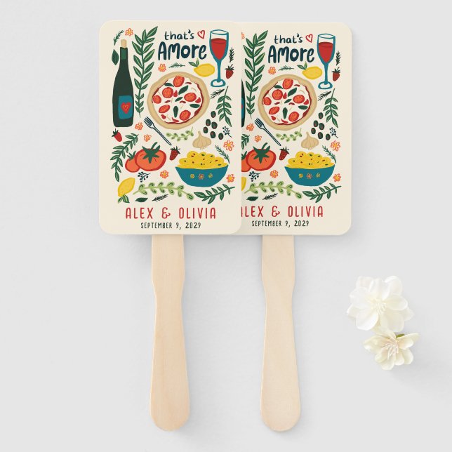 Éventail That's Amore Italian Food CUSTOM Wedding Favor (Devant et derrière)
