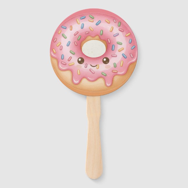 Éventail "The Cute Donut" – Sweet and Festive Illustration  (Devant)