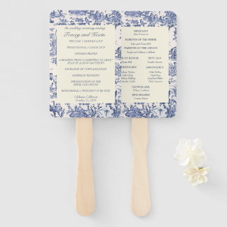 Éventail Toile bleue et blanche