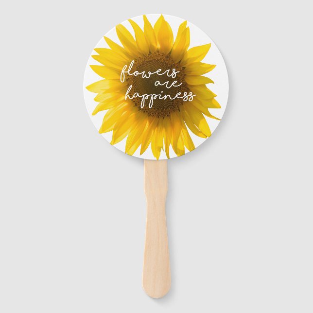 Éventail Tournesol citation "Les fleurs sont du bonheur" (Devant)