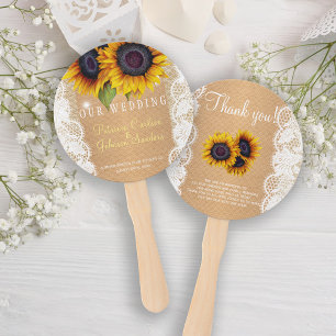 Éventail Tournesol pays burap lace de mariage faveur