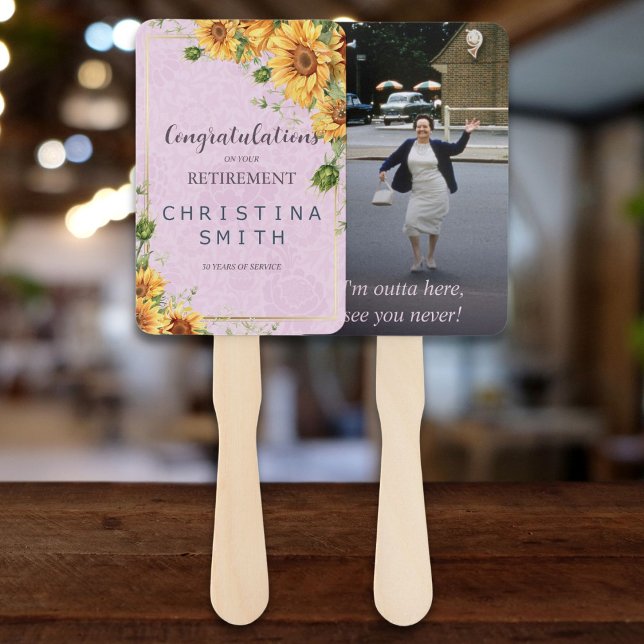 Éventail Tournesol rustique Élégante fête de retraite d'été (Rustic Sunflower Elegant Summer Retirement Party Hand Fan)