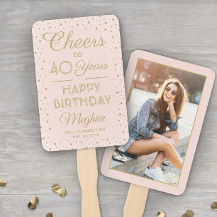 Éventail Toute fête d'anniversaire Confettis Rose Pâle et O