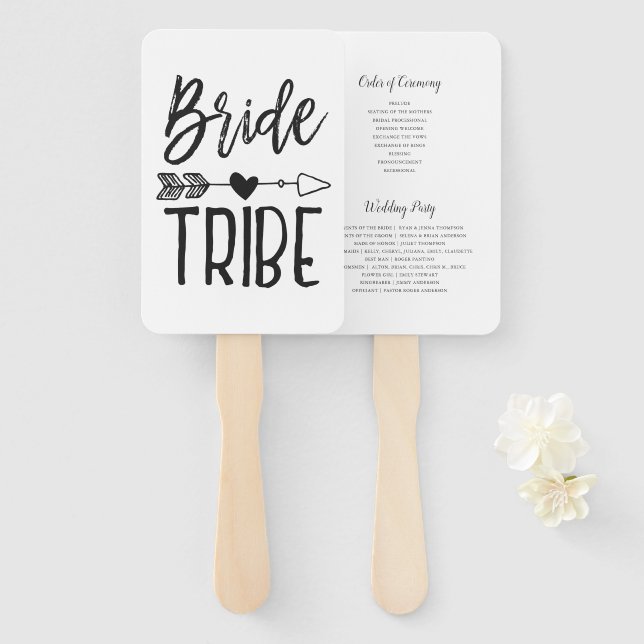 Éventail Tribe de mariée | Mariage de nom personnalisé (Devant et derrière)