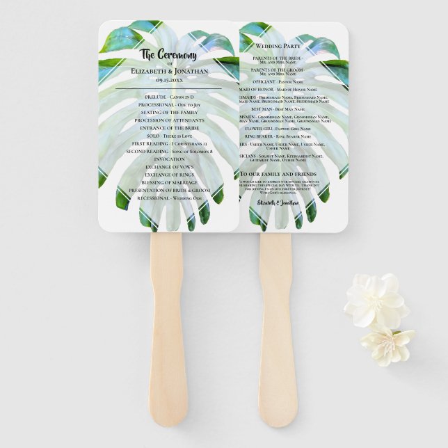 Éventail Tropical Beach Wedding Motif (Devant et derrière)