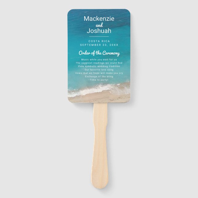 Éventail Tropical Sand Beach Shore Wedding Programme (Devant)