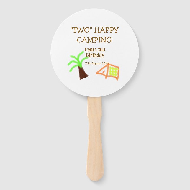 Éventail Two happy camping 2nd birthday tree camp kids (Devant)
