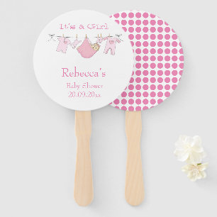 Éventail Un Baby shower de Pois roses pour filles