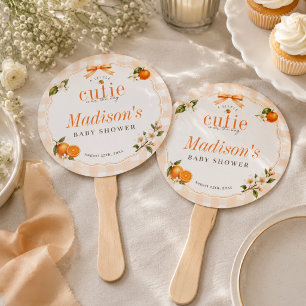 Éventail Un petit amour élégant orange gingham Baby Shower