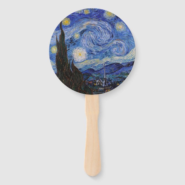 Éventail Une nuit étoilée : Saint Remy par Vincent Van Gogh (Devant)