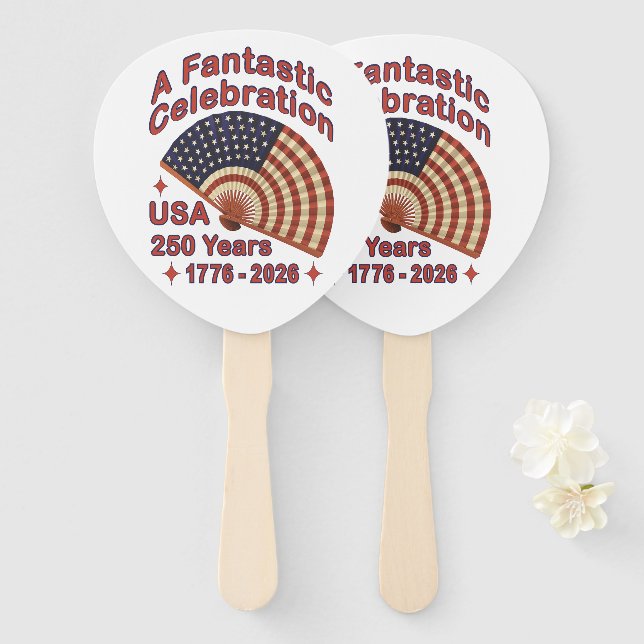 Éventail USA 250 Years Patriotic Fan Design – 1776-2026  (Devant et derrière)