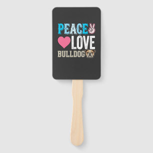 Éventail Vecteur Peace Love Bouledogue