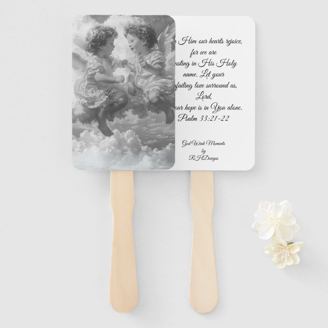 Éventail Ventilateur 2 Cherubs au ciel (Devant et derrière)