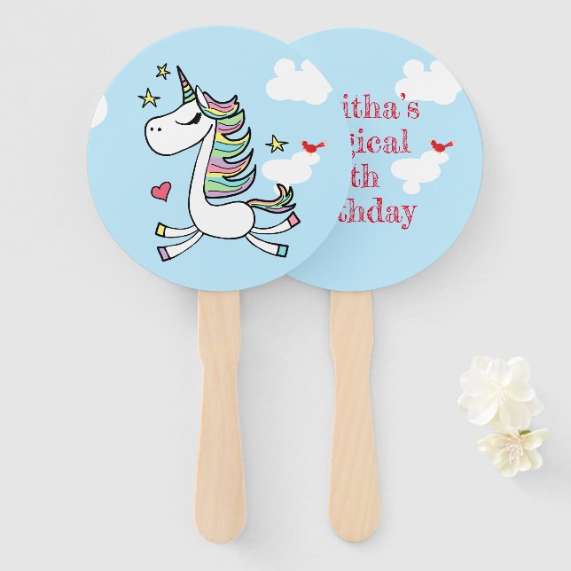 Éventail Ventilateur à main de licorne magique (Devant et derrière)