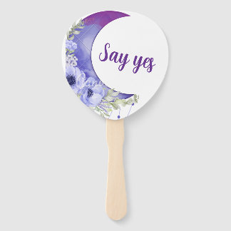 Éventail Ventilateur à main de Mariage floral violet - "Dit
