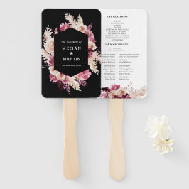 Éventail Ventilateur à main Mariage Boho Black Burgundy