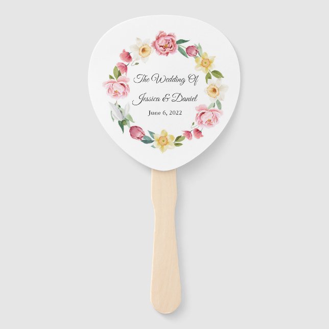 Éventail Ventilateur à main Mariage floral (Devant)