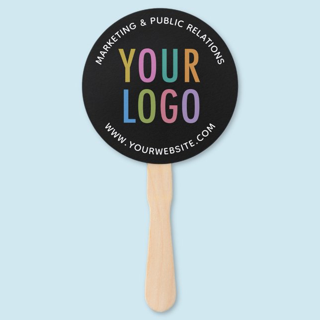 Éventail Ventilateur à main noire avec logo de l'entreprise (MISOOK Black Handheld Fan on a Stick with Logo)