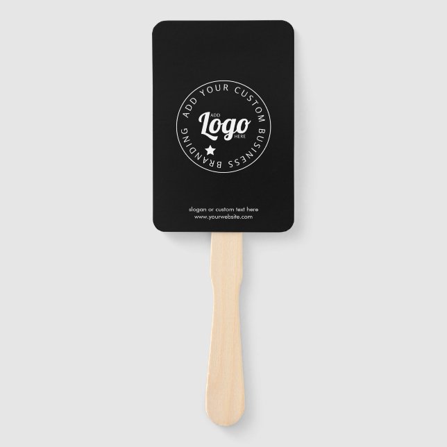 Éventail Ventilateur À Main Personnalisé Avec Logo | Noir (Devant)