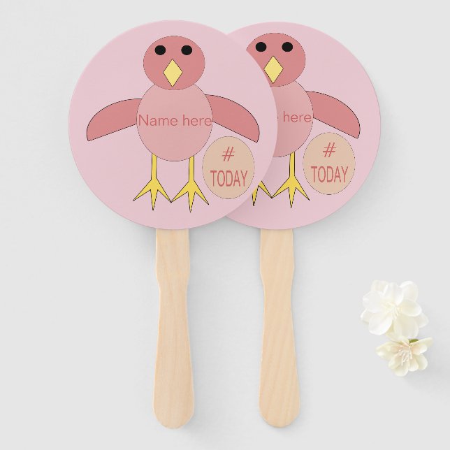 Éventail Ventilateur à main pour fille rose personnalisée (Devant et derrière)
