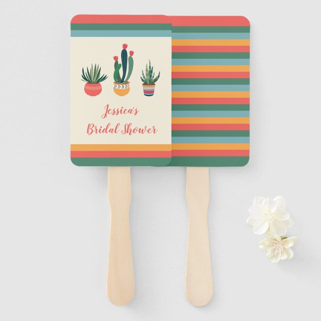 Éventail Ventilateur À Mains Cactus Succulent Fête des mari (Devant et derrière)