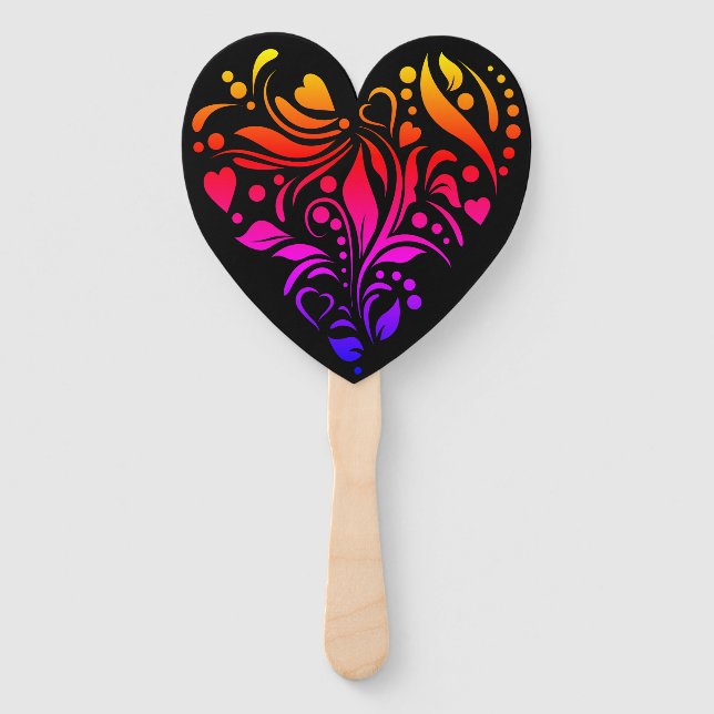 Éventail Ventilateur Coeur coloré (Devant)