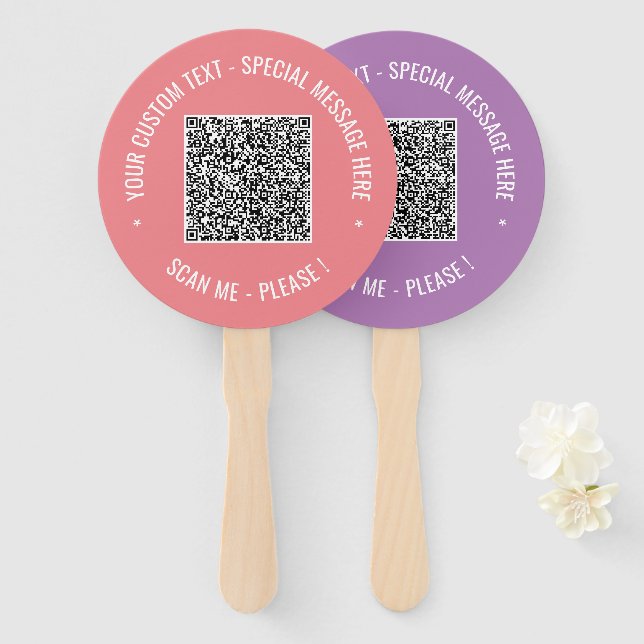 Éventail Ventilateur de texte personnalisé de code QR Chois (Devant et derrière)