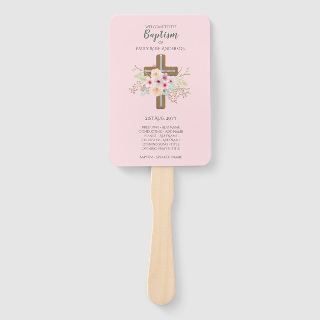 Éventail Ventilateur du programme de baptême des FILLES - a (Devant)