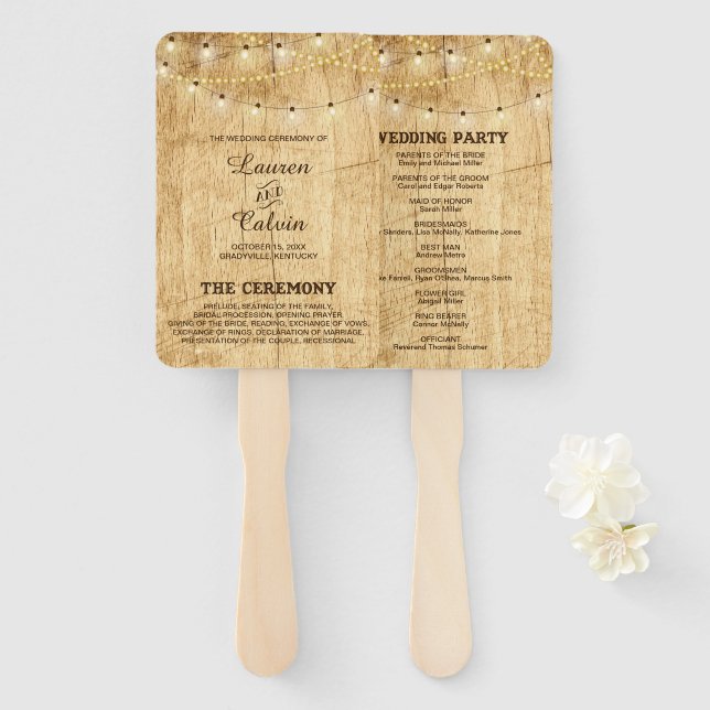 Éventail Ventilateur du programme de cérémonie de mariage c (Devant et derrière)