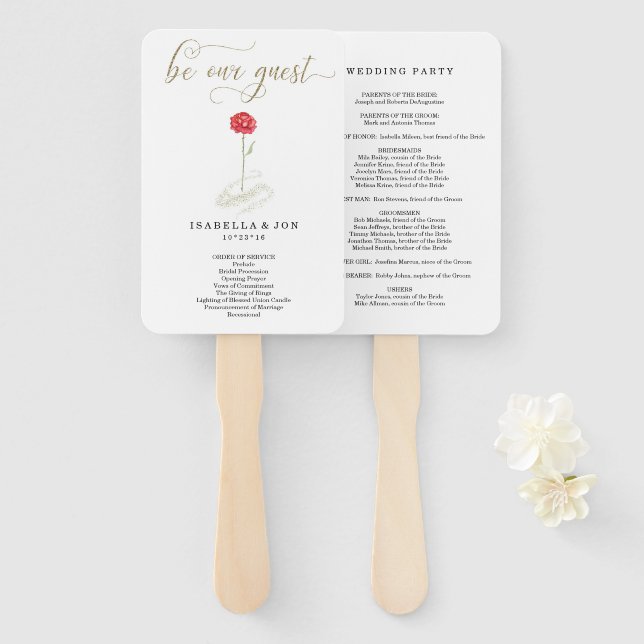 Éventail Ventilateur du programme de cérémonie de remise de (Devant et derrière)