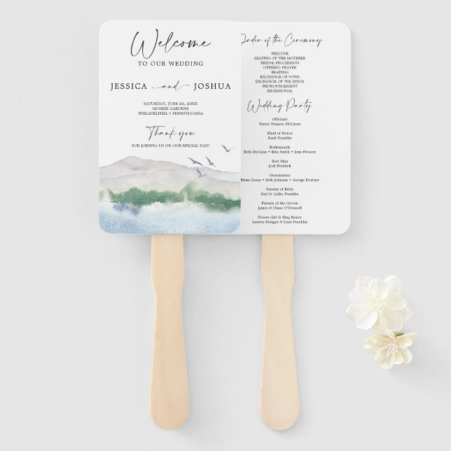 Éventail Ventilateur du programme de mariage de Mountain La (Devant et derrière)