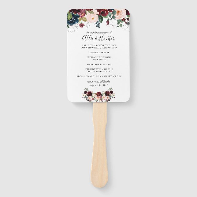 Éventail Ventilateur du programme de mariage floral d'hiver (Devant)