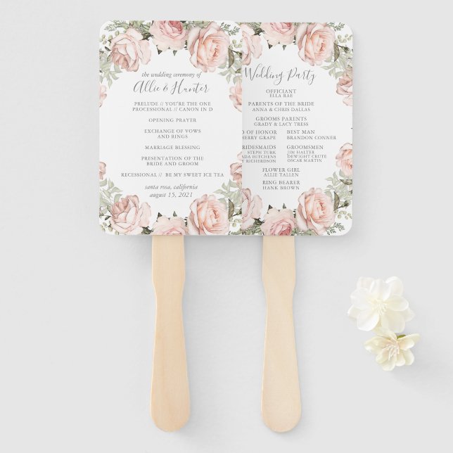 Éventail Ventilateur du programme de mariage floral du prin (Devant et derrière)