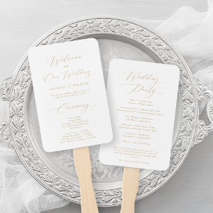 Éventail Ventilateur du programme de mariage or élégant