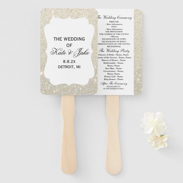 Éventail Ventilateur du programme de mariage - Parties scin (Devant et derrière)