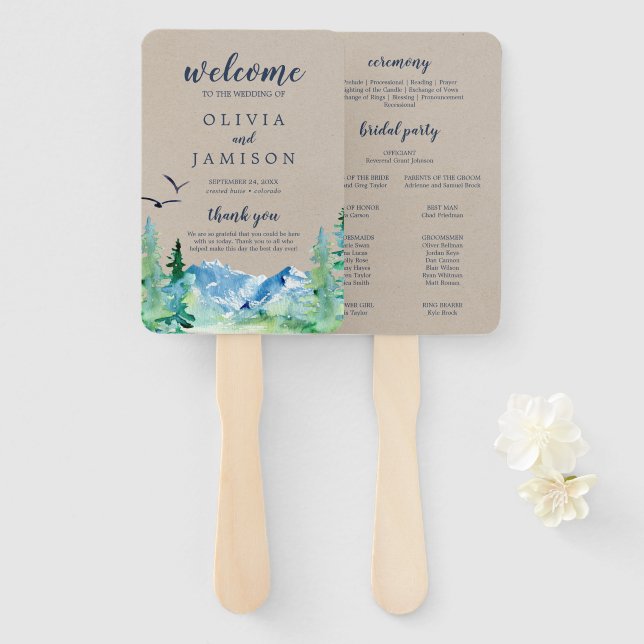 Éventail Ventilateur du programme de mariage Rocky Mountain (Devant et derrière)