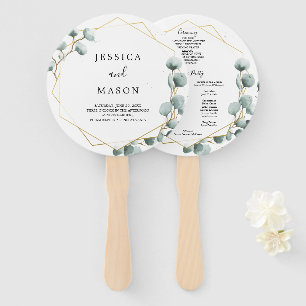 Éventail Ventilateur du programme de mariage rond Eucalyptu