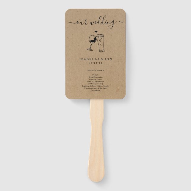 Éventail Ventilateur du programme de Messe mariage / Cérémo (Devant)