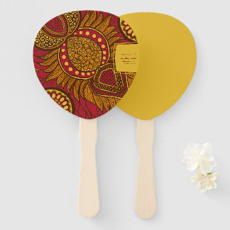 Éventail Ventilateurs à main africains Ankara Blue Gold Flo