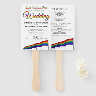 Éventail Ventilateurs de Mariage arc-en-ciel gay pride avec