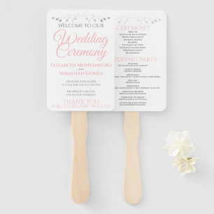 Éventail Ventilateurs de mariage élégants rose et gris avec