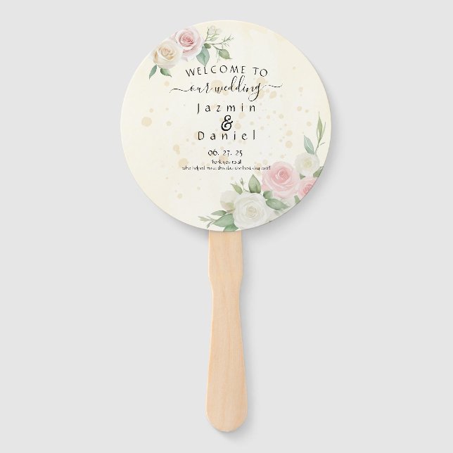 Éventail Ventilateurs du programme de fleurs de rose et de  (Devant)