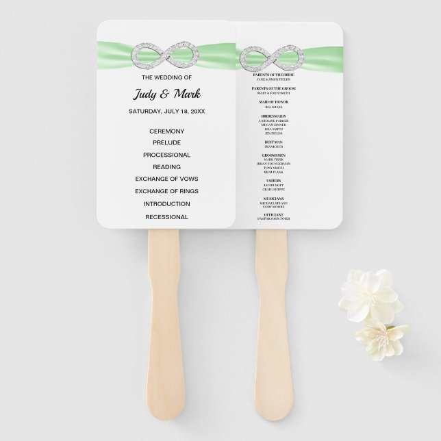 Éventail Ventilateurs du programme de mariage Green Diamond (Devant et derrière)