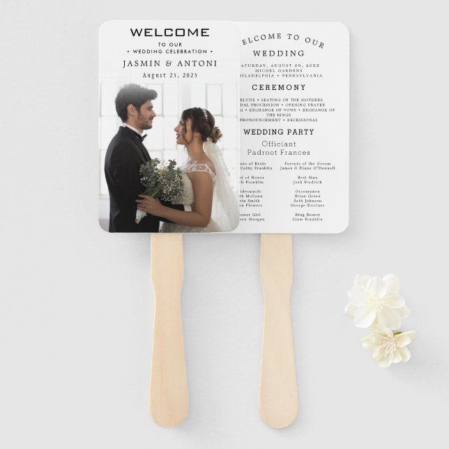 Éventail Ventilateurs du programme de mariage moderne avec  (Devant et derrière)