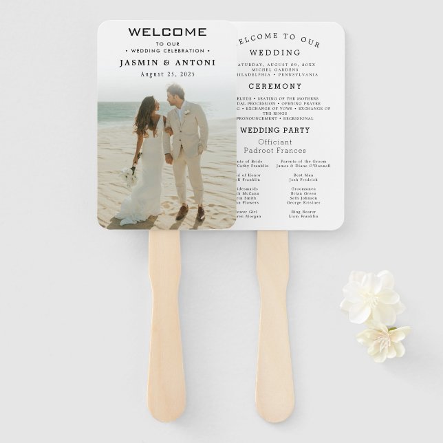 Éventail Ventilateurs du programme de mariage moderne avec  (Devant et derrière)
