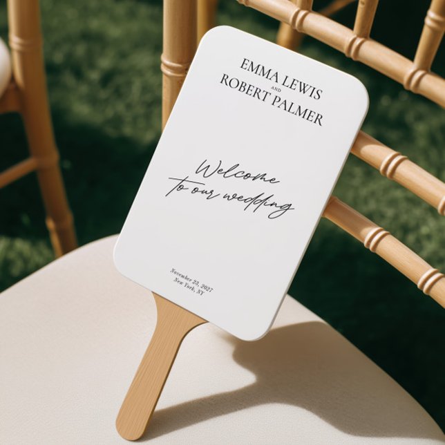 Éventail Ventilateurs du programme de mariage noir et blanc (Modern Black & White Wedding Program Fans)