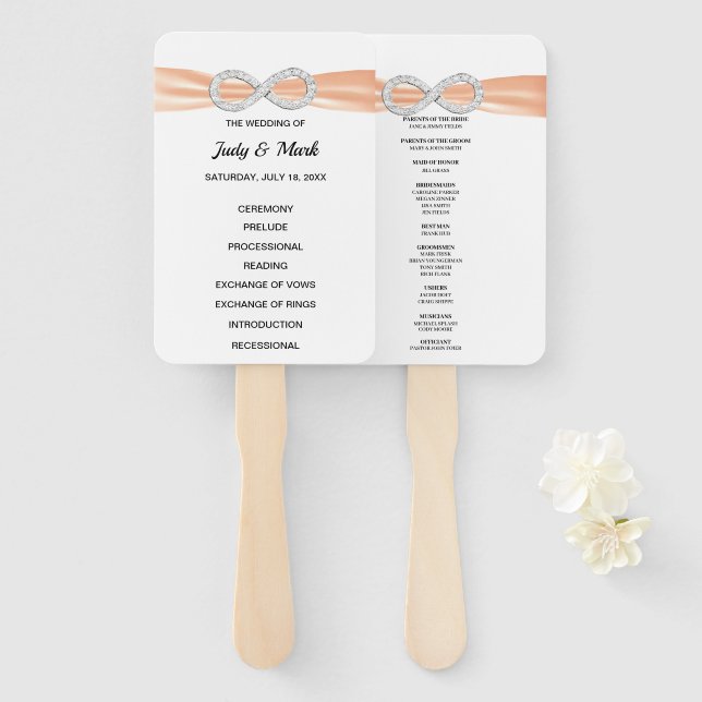 Éventail Ventilateurs du programme de mariage Orange Diamon (Devant et derrière)